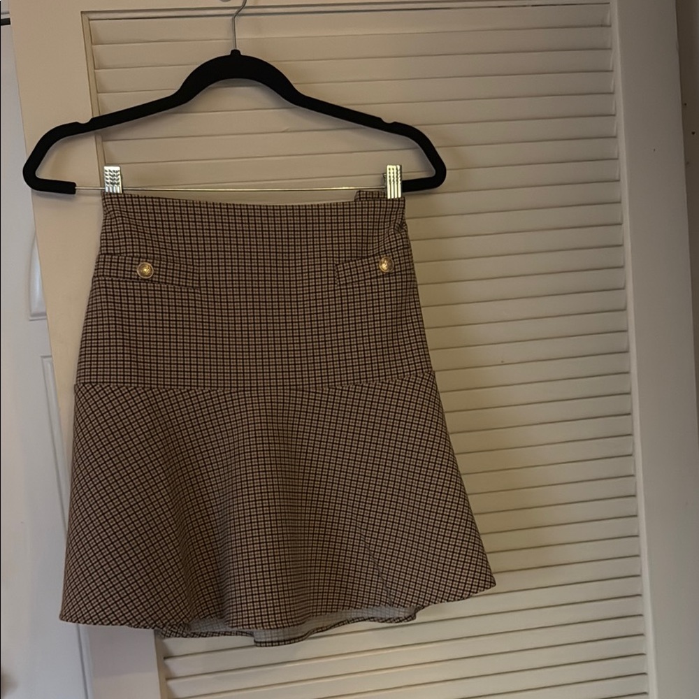 Brown Checkered Skirt